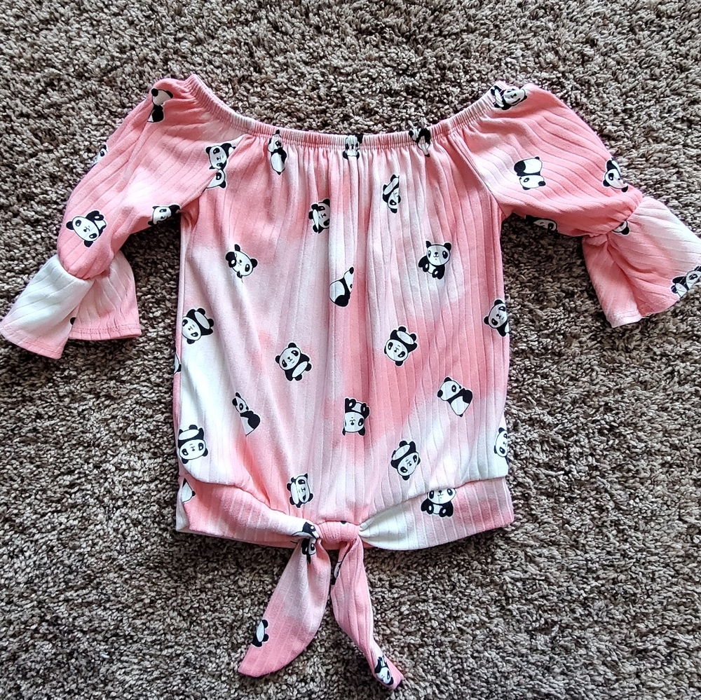Girl's small off-shoulder Panda top